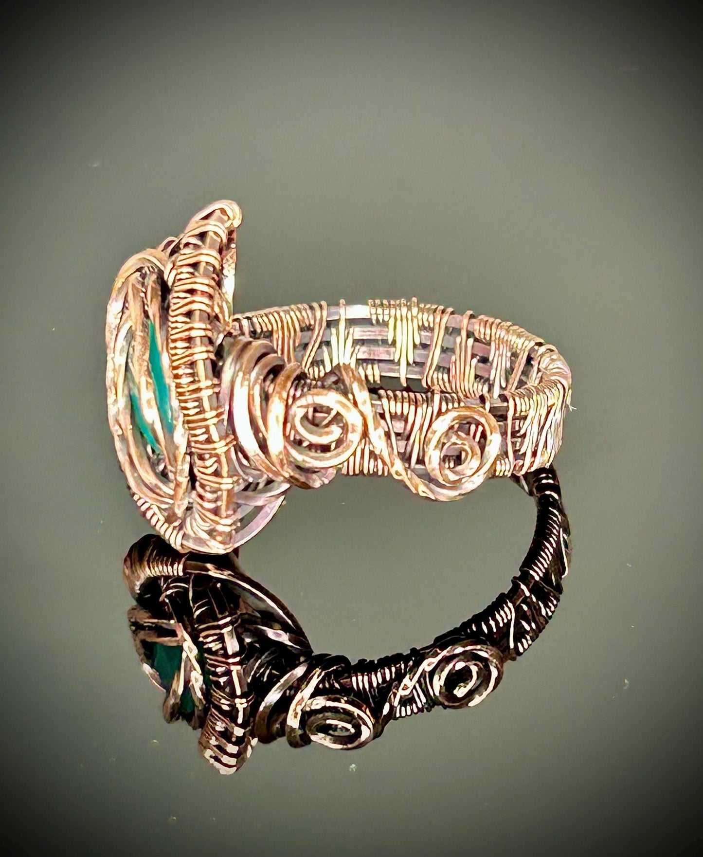 Copper Green Onyx Ring