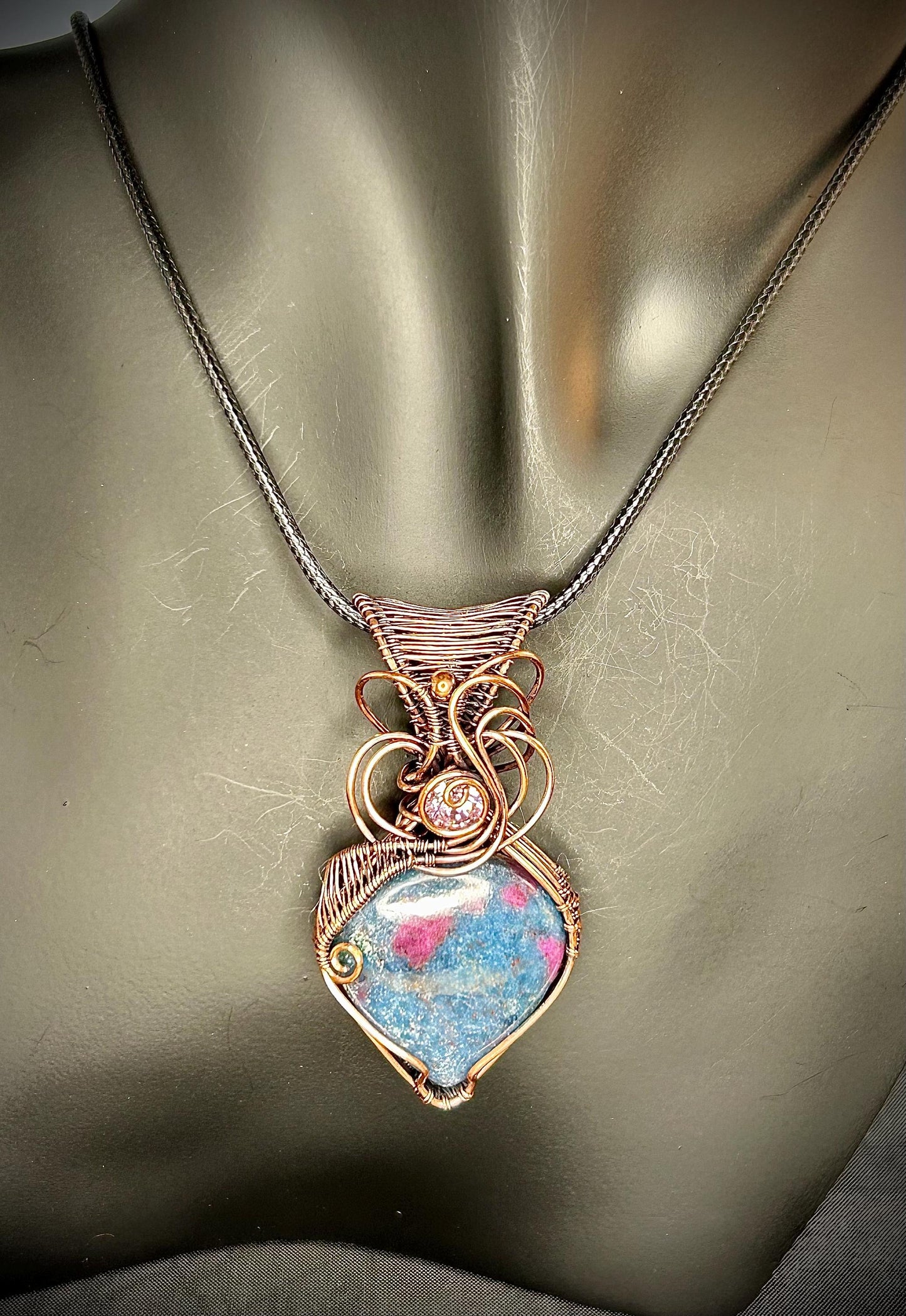 Copper Ruby Kyanite Pendant