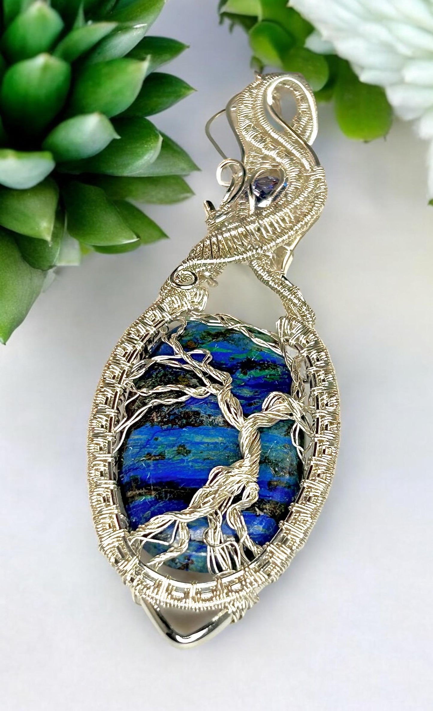 Silver Bluebird Azurite TOL Pendant