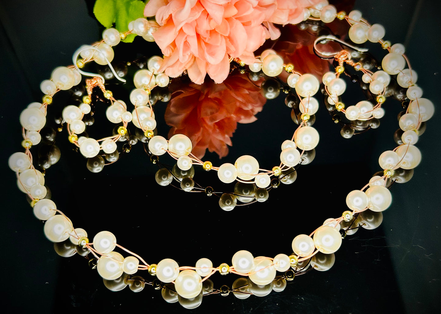 Pearl Choker, Bracelet, & Earring Set