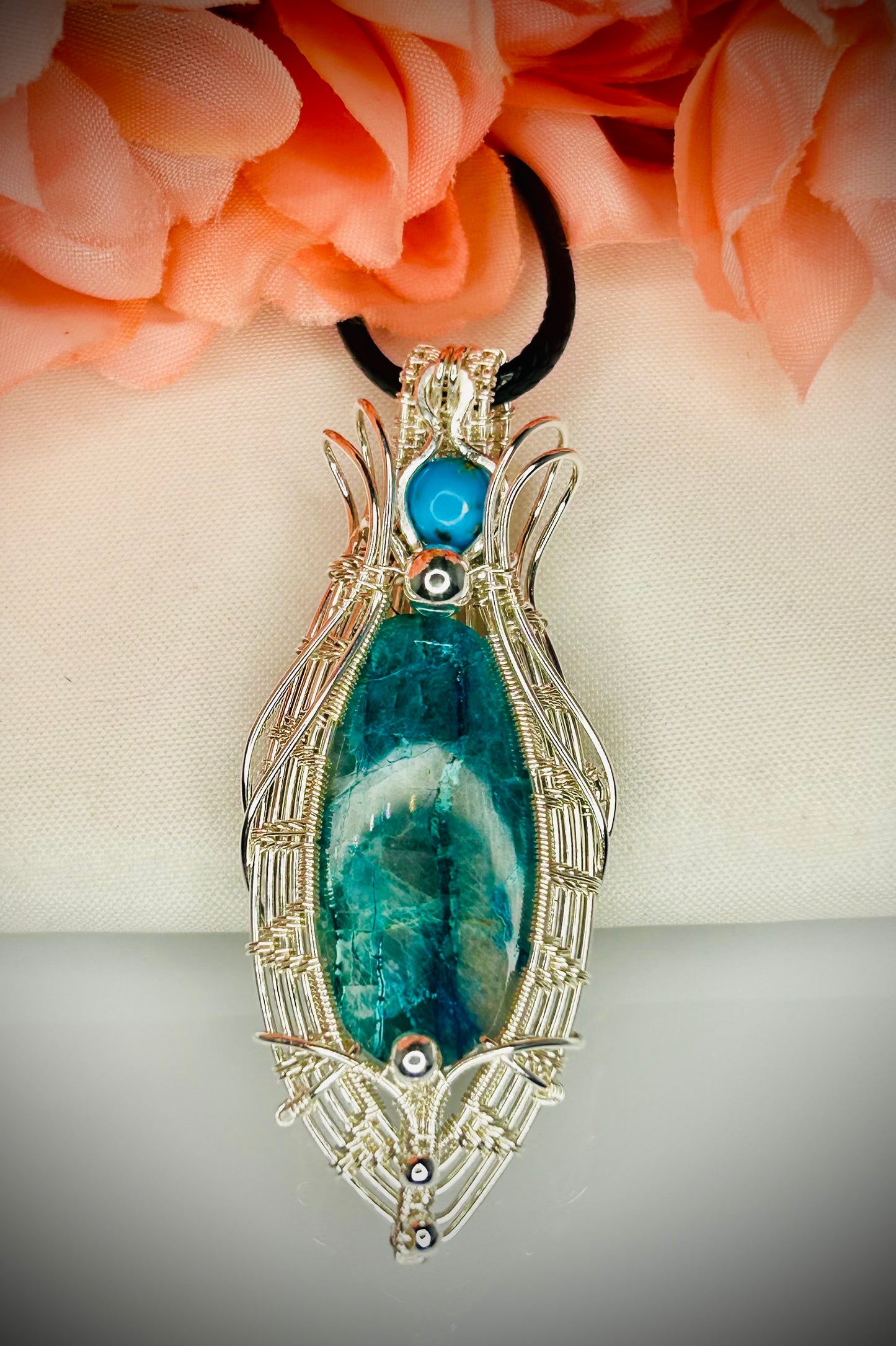 Silver Shattuckite & Turquoise Pendant