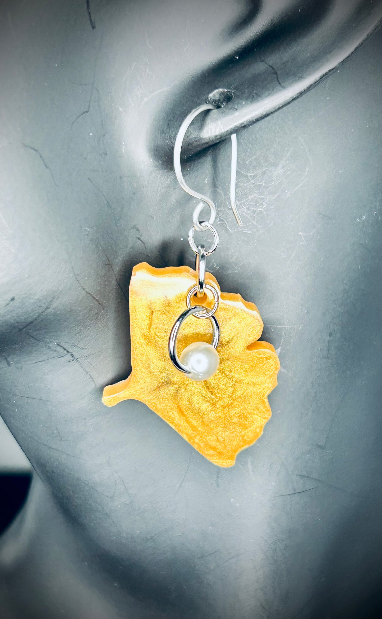 Resin Ginkgo Leaf Earrings