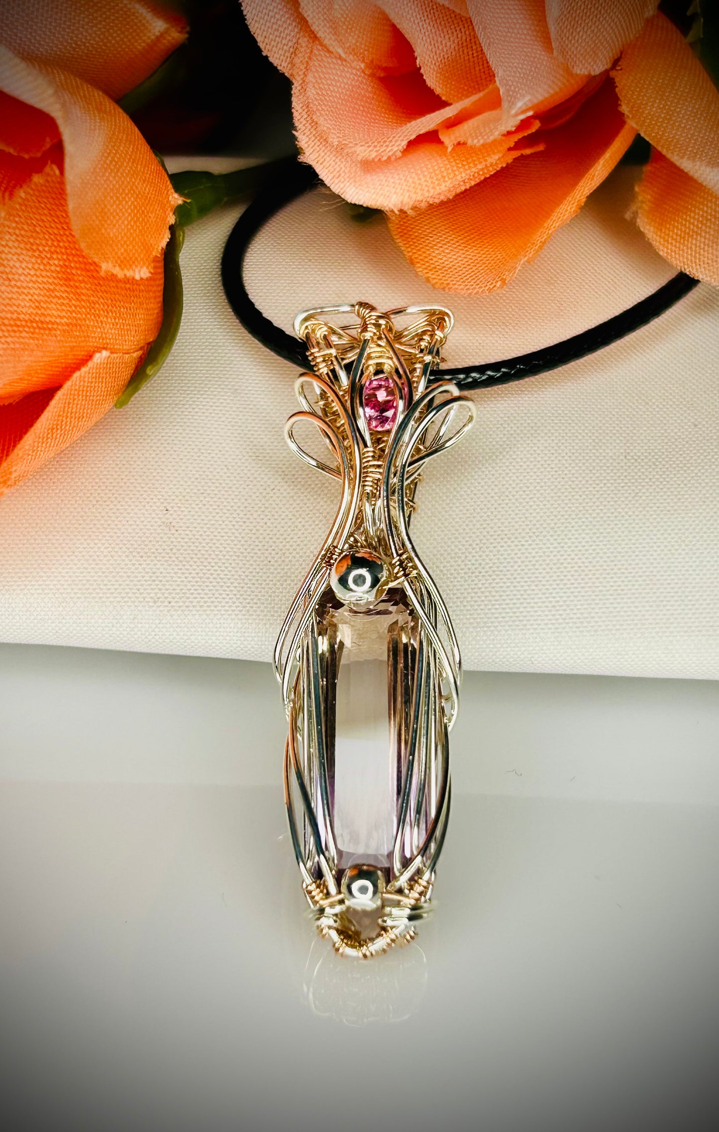 Silver/RG Filled Ametrine & Pink Tourmaline Pendant