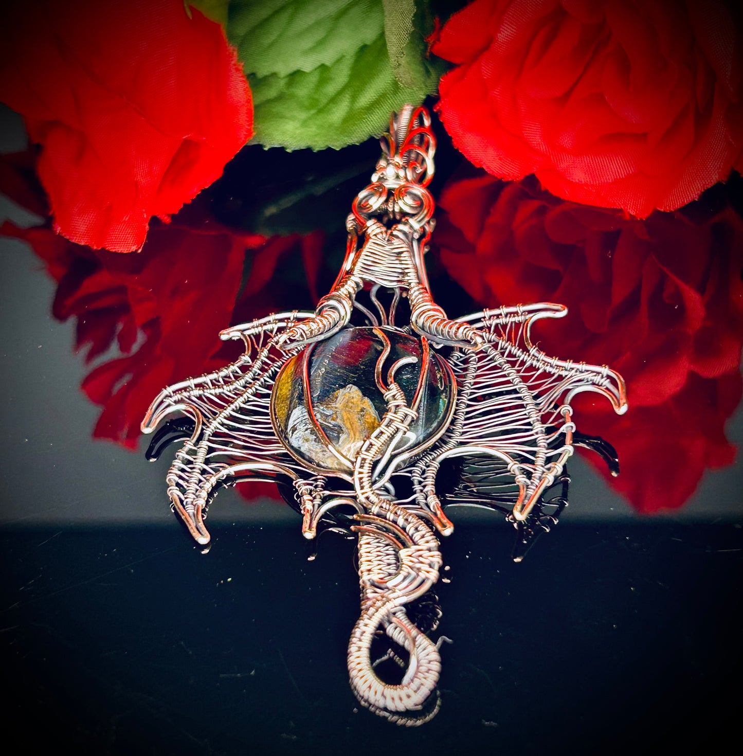 Copper Tiger Iron & Ruby Jade Dragon