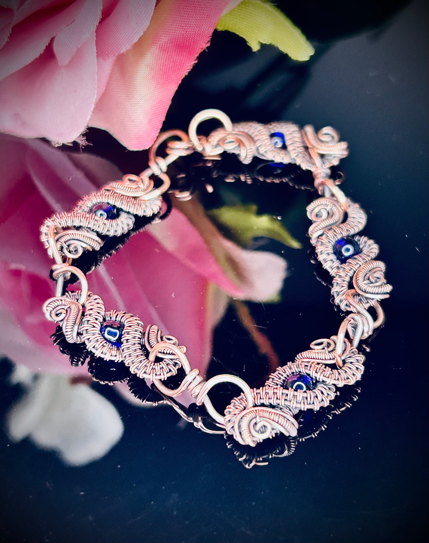 Copper Beaded Link Bracelet