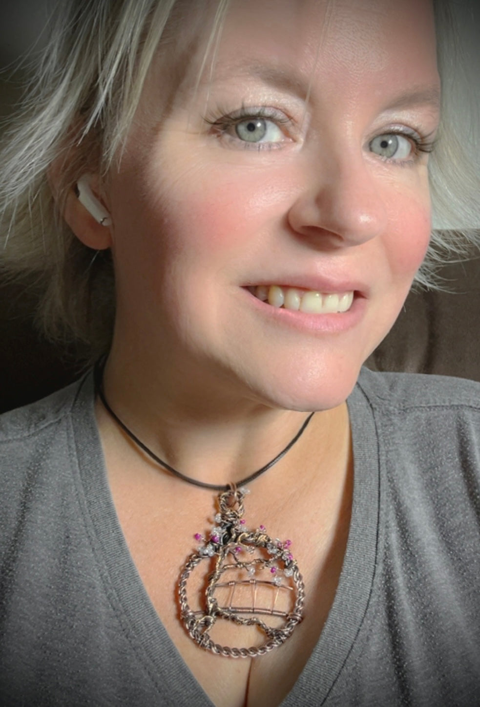 Copper/Bronze Cherry Blossom Garden Pendant