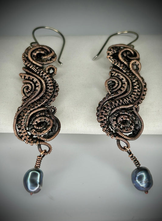 Copper Swirly Earrings