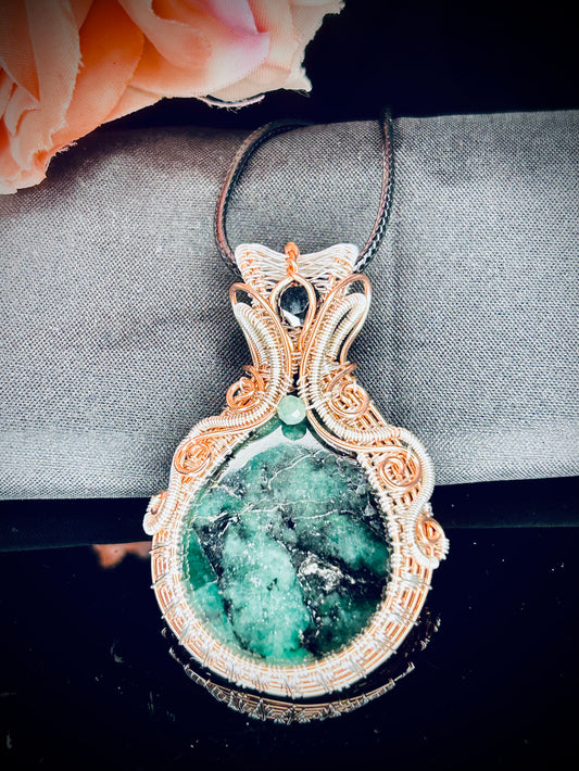 Copper/Sterling Silver Emerald Pendant
