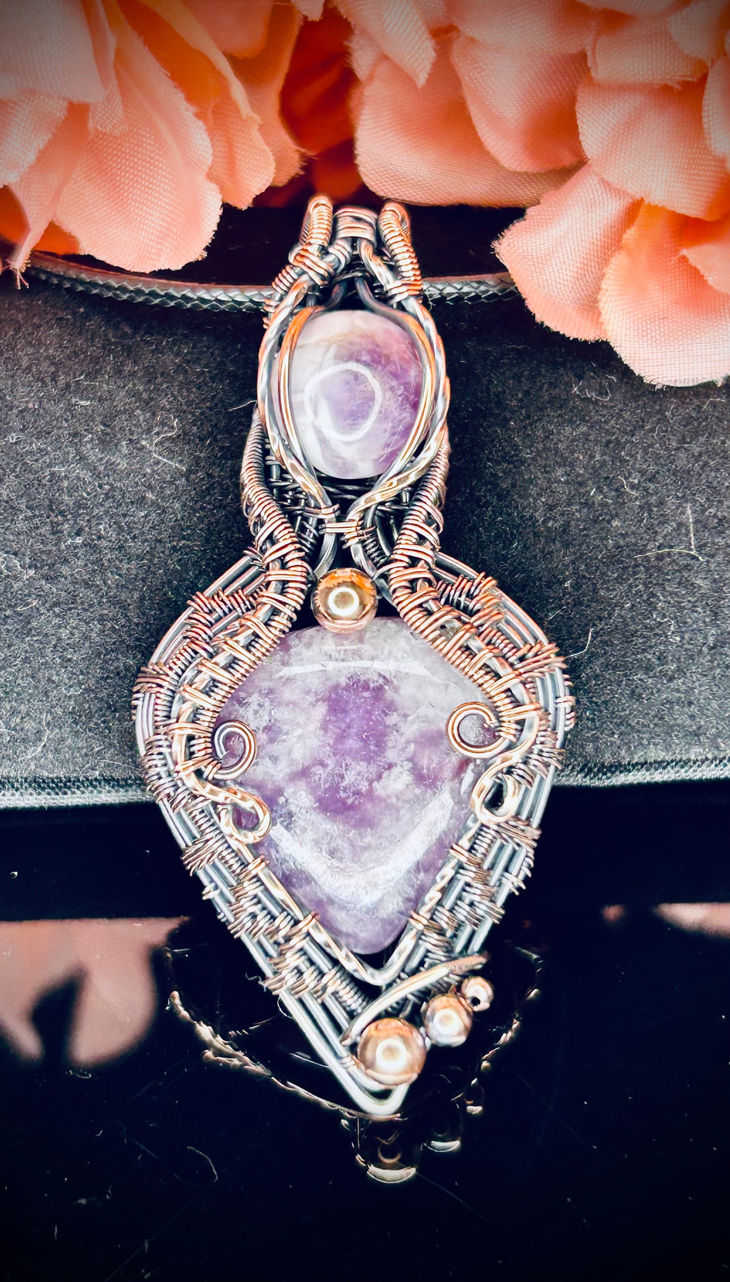 Copper Lepidolite & Amethyst Pendant