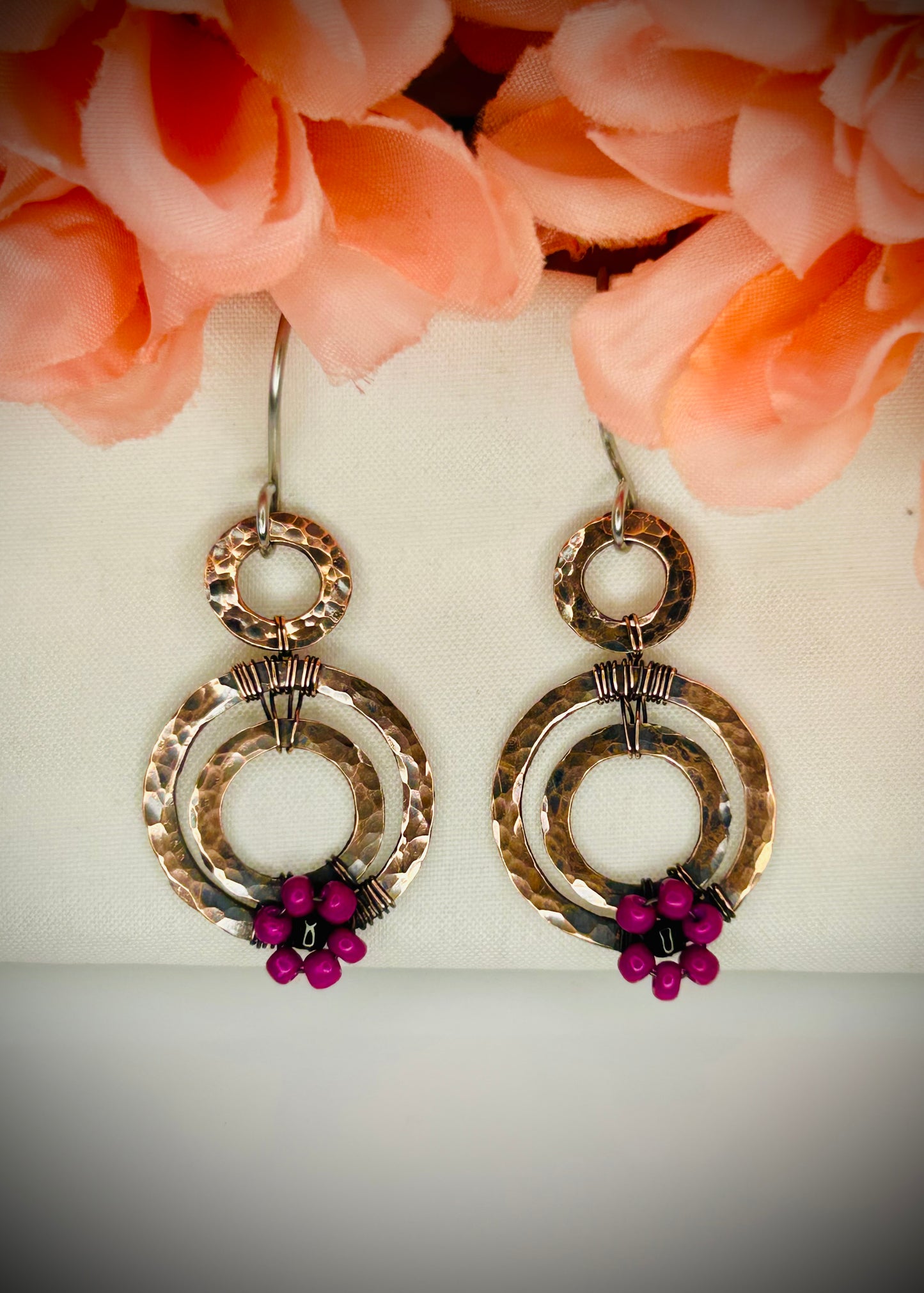 Copper Washer Flower Earrings