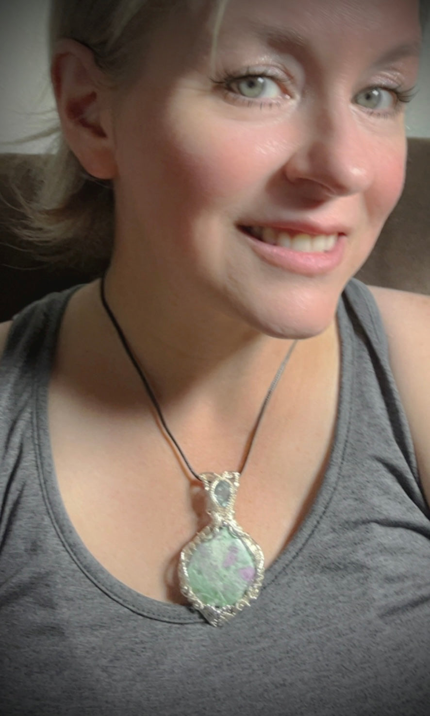 Silver Fuschite & Kyanite Pendant