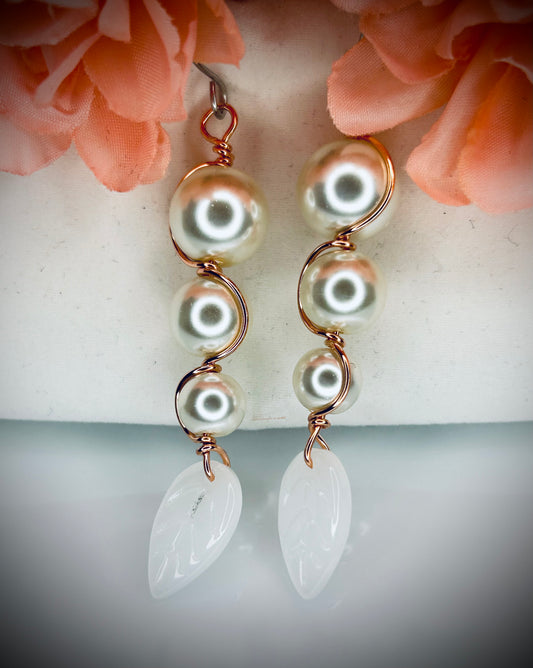 Pearl Leaf Earrings
