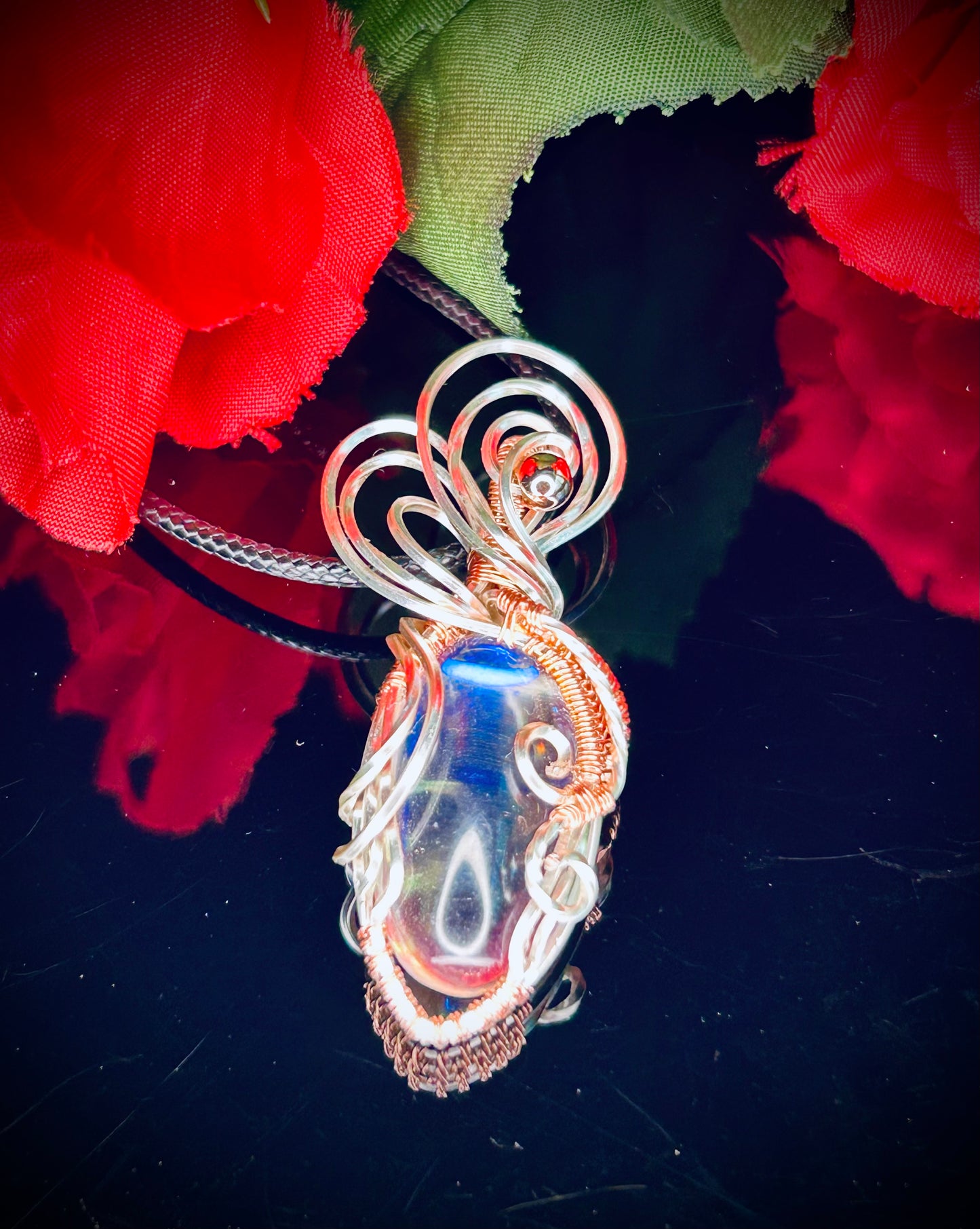 Tinned Copper Prism Glass Pendant