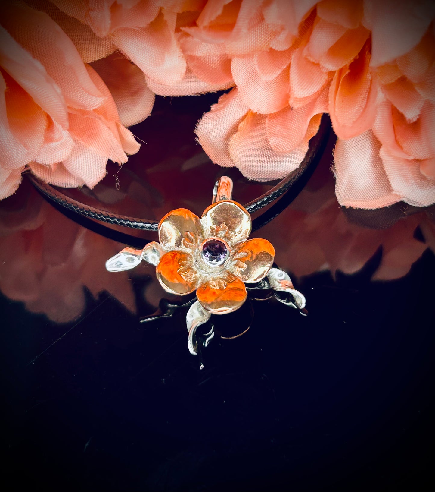 Copper/Silver Blossom Pendants