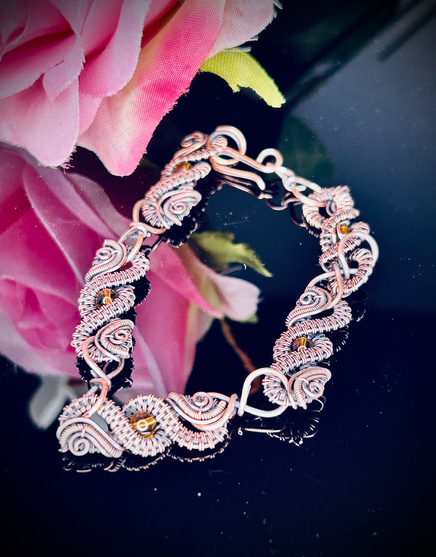 Copper Beaded Link Bracelet