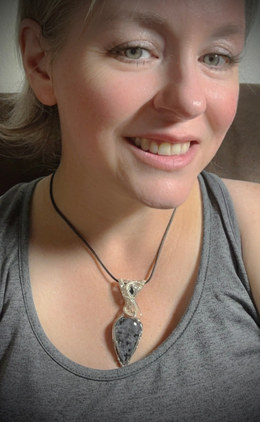 Silver Larvikite Pendant