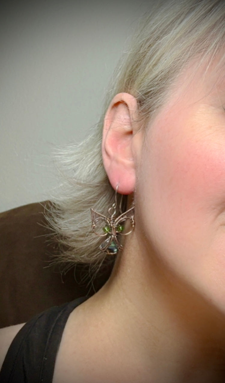 Abalone Shell Owl Earrings