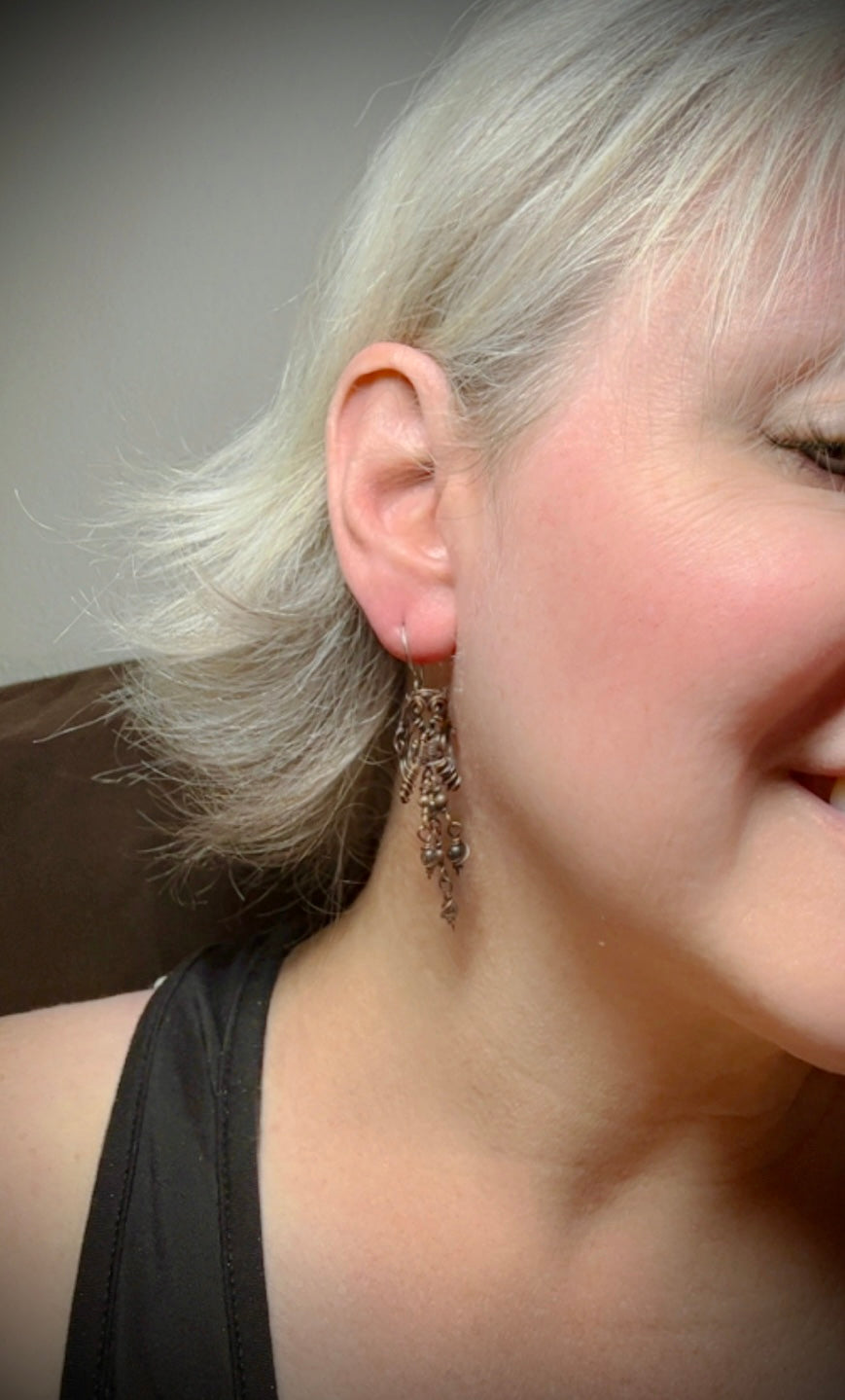 Copper Hematite Dragon Head Earrings