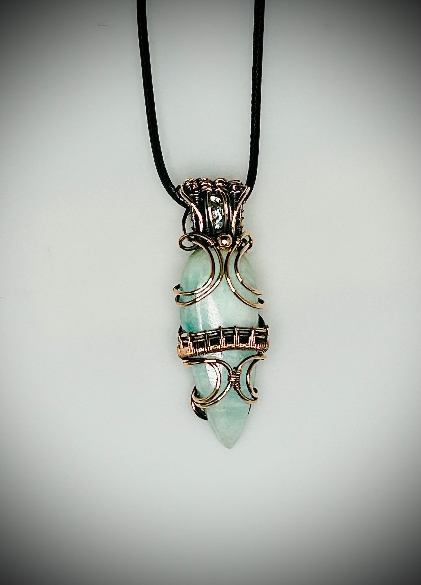 Copper Blue Aragonite & Madagascar Moonstone Pendant