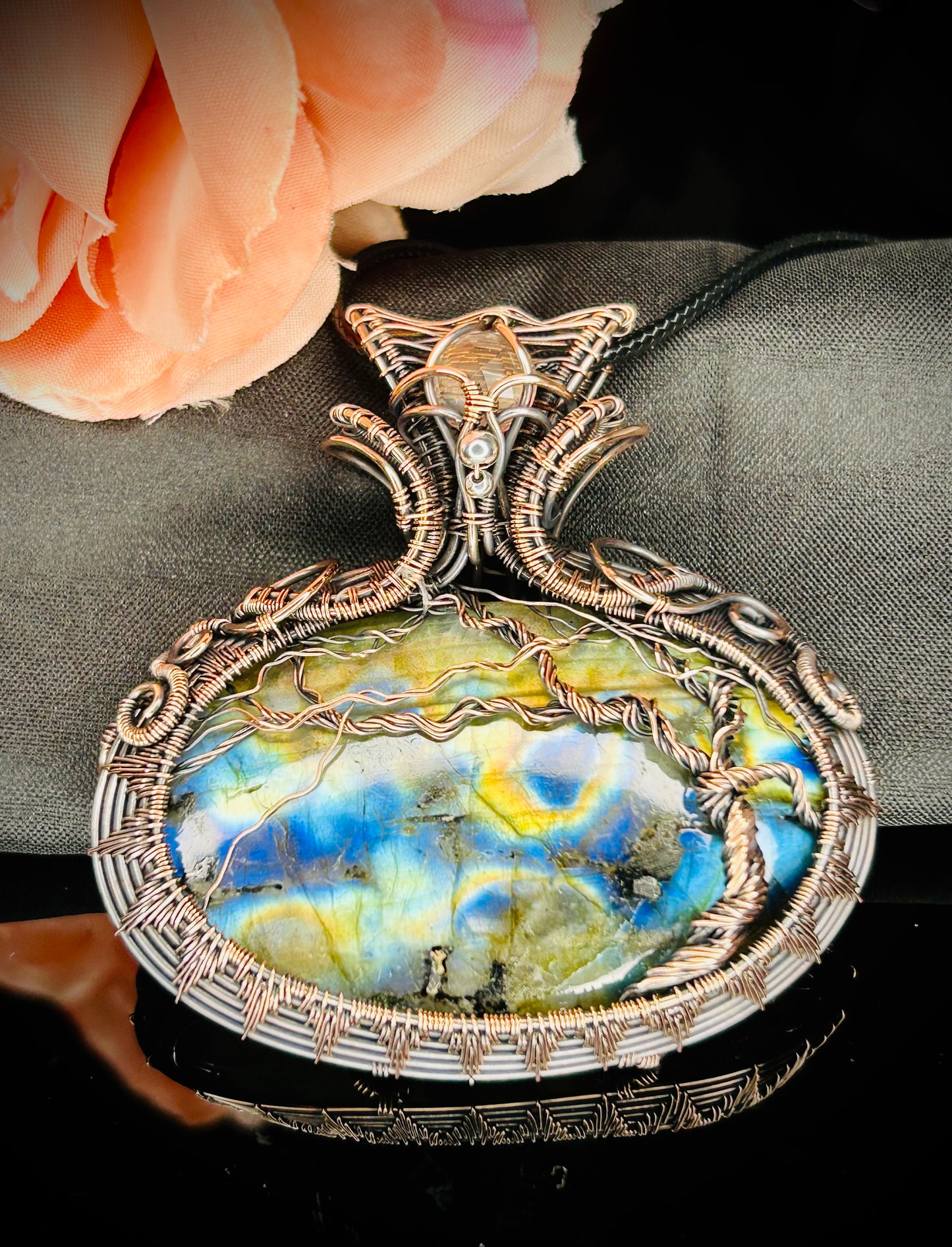 Labradorite & Rose Quartz TOL Pendant
