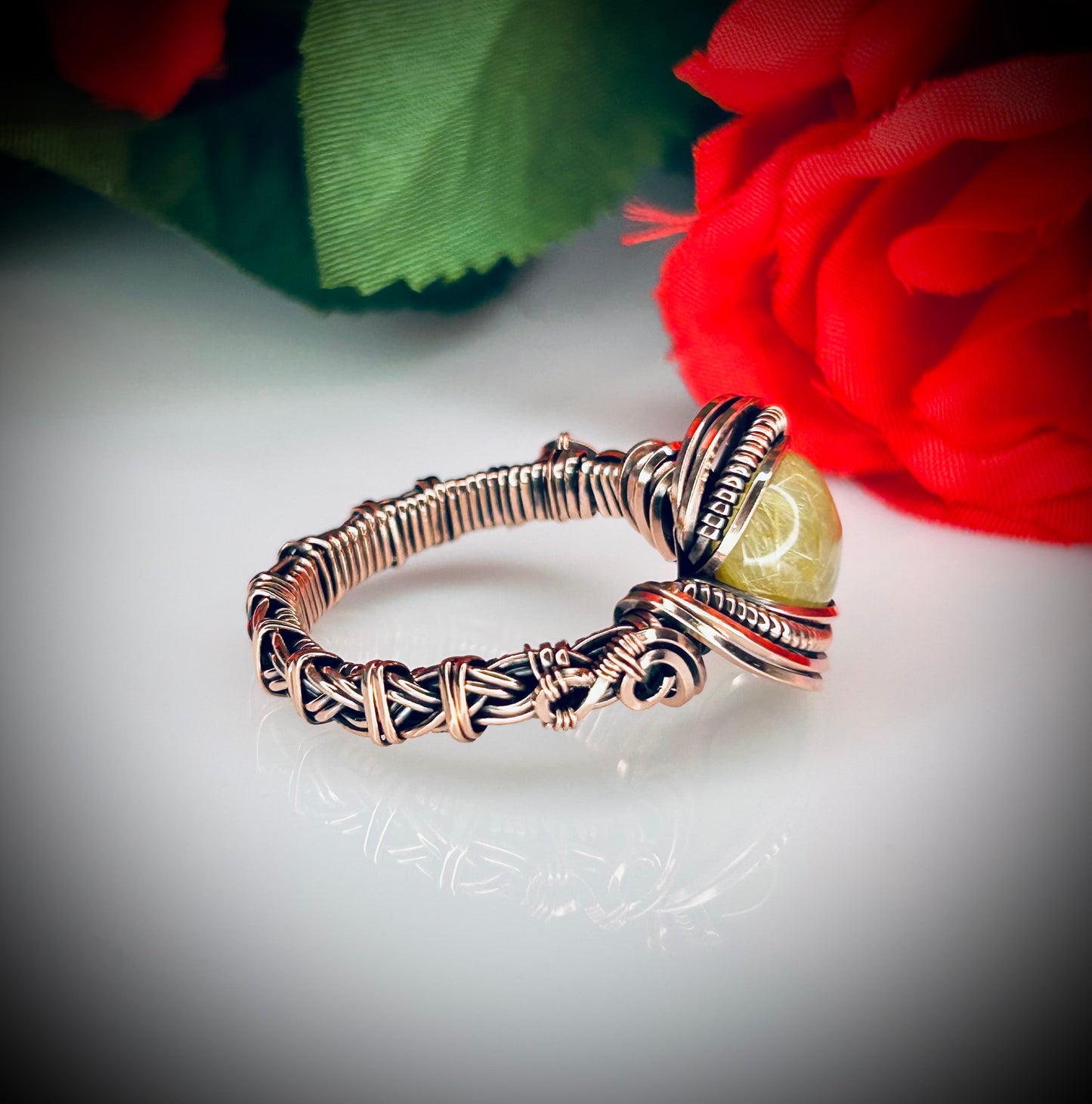 Golden Rutile Quartz Ring Size 9.5