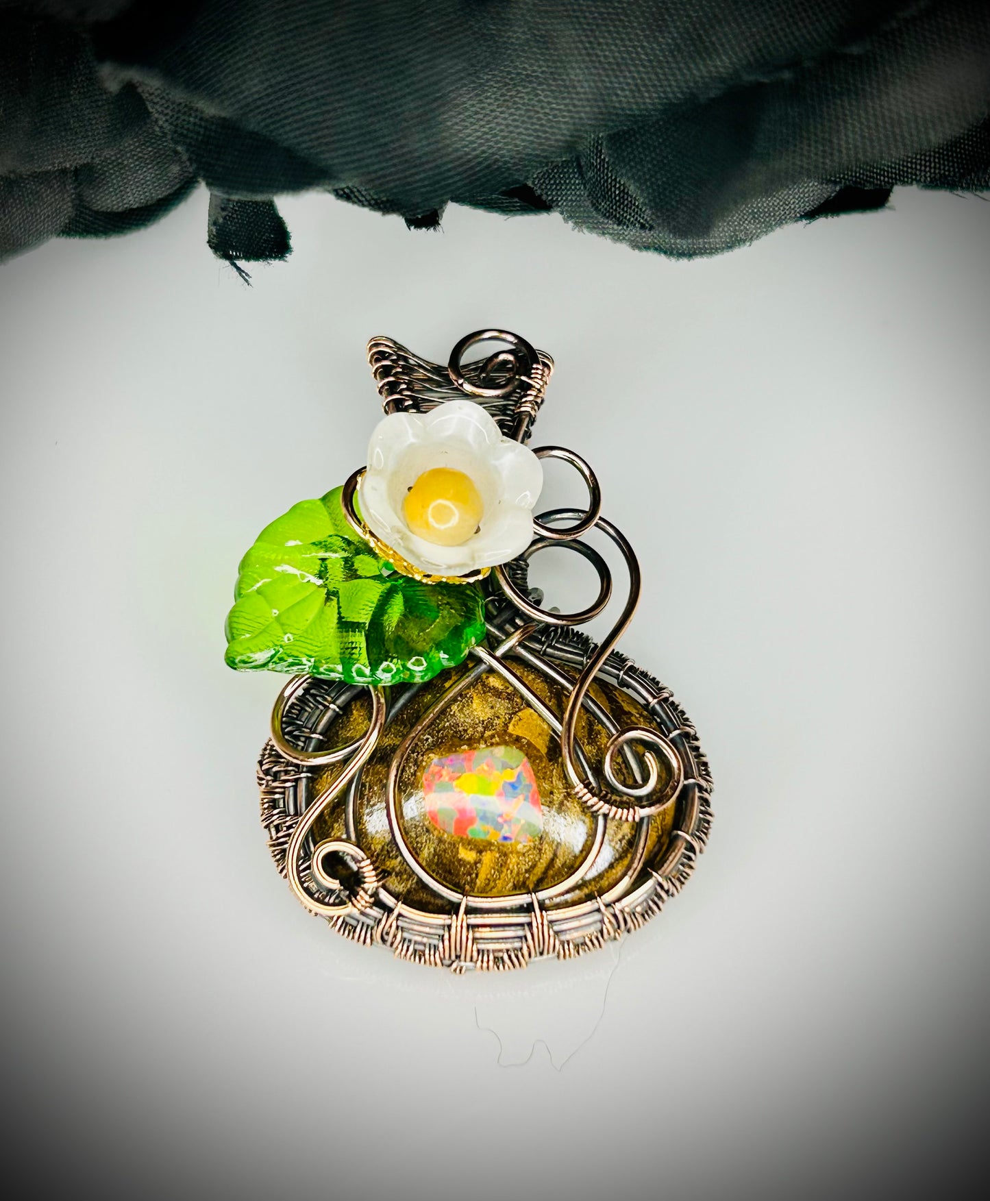 Boulder with Synthetic Opal Inlay Pumpkin