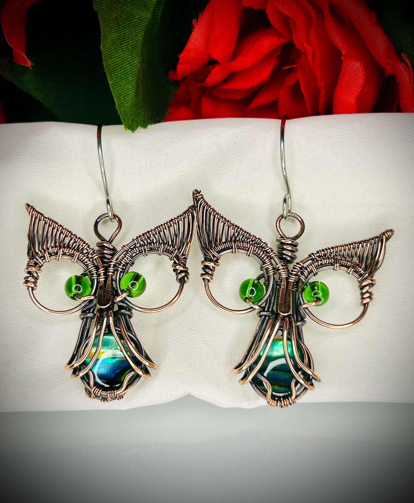 Abalone Shell Owl Earrings