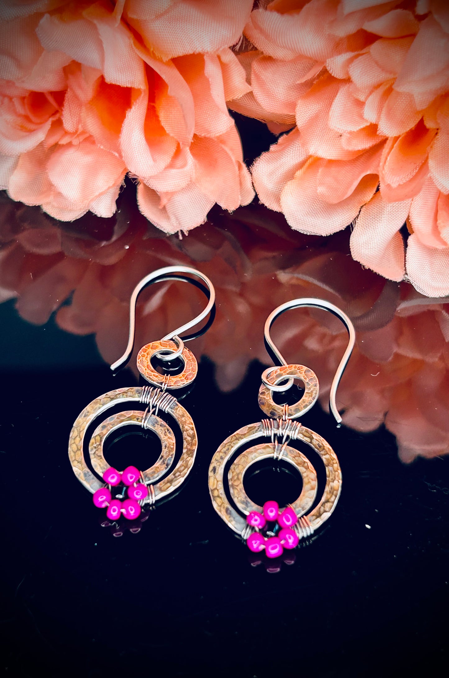 Copper Washer Flower Earrings