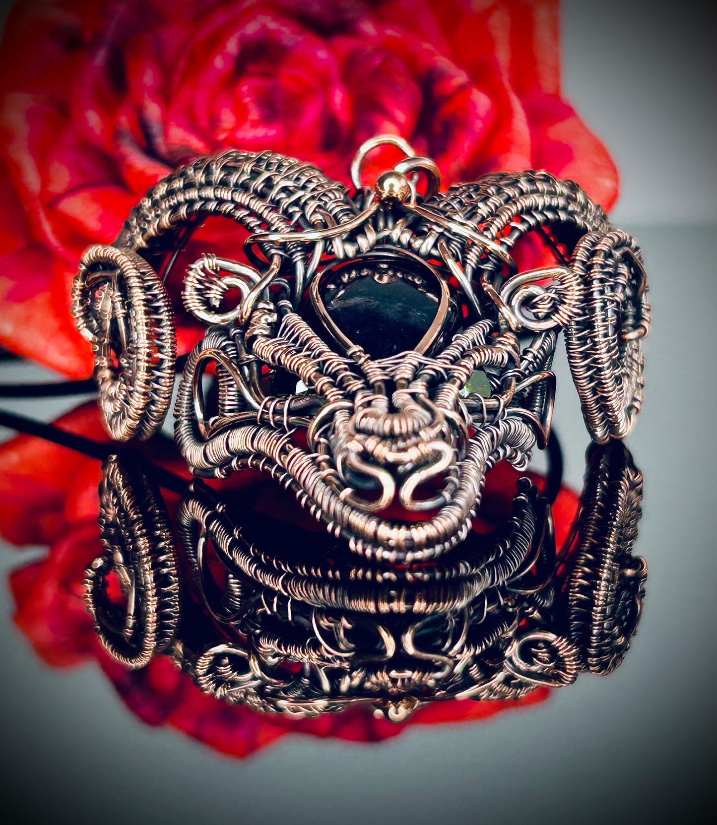Iolite Sunstone 3D Rams Head Pendant