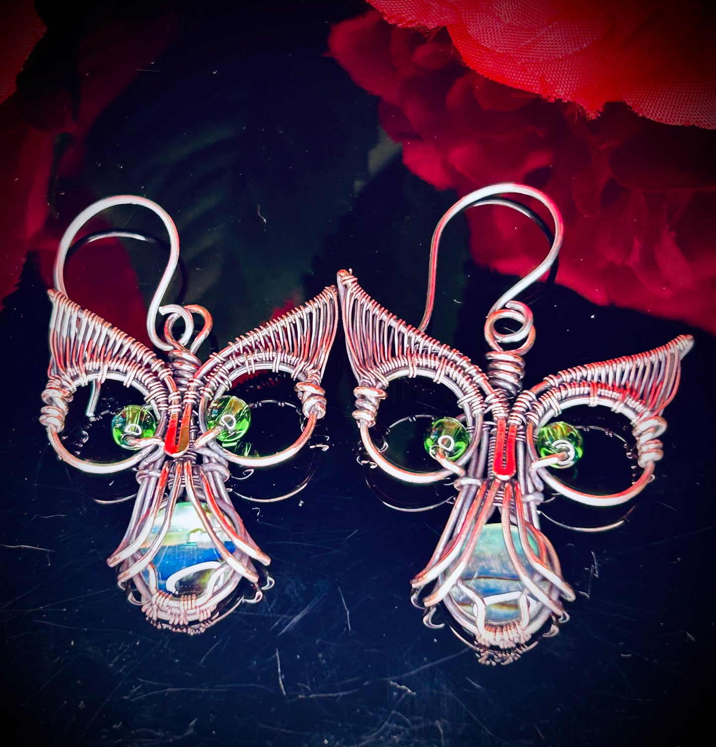 Abalone Shell Owl Earrings