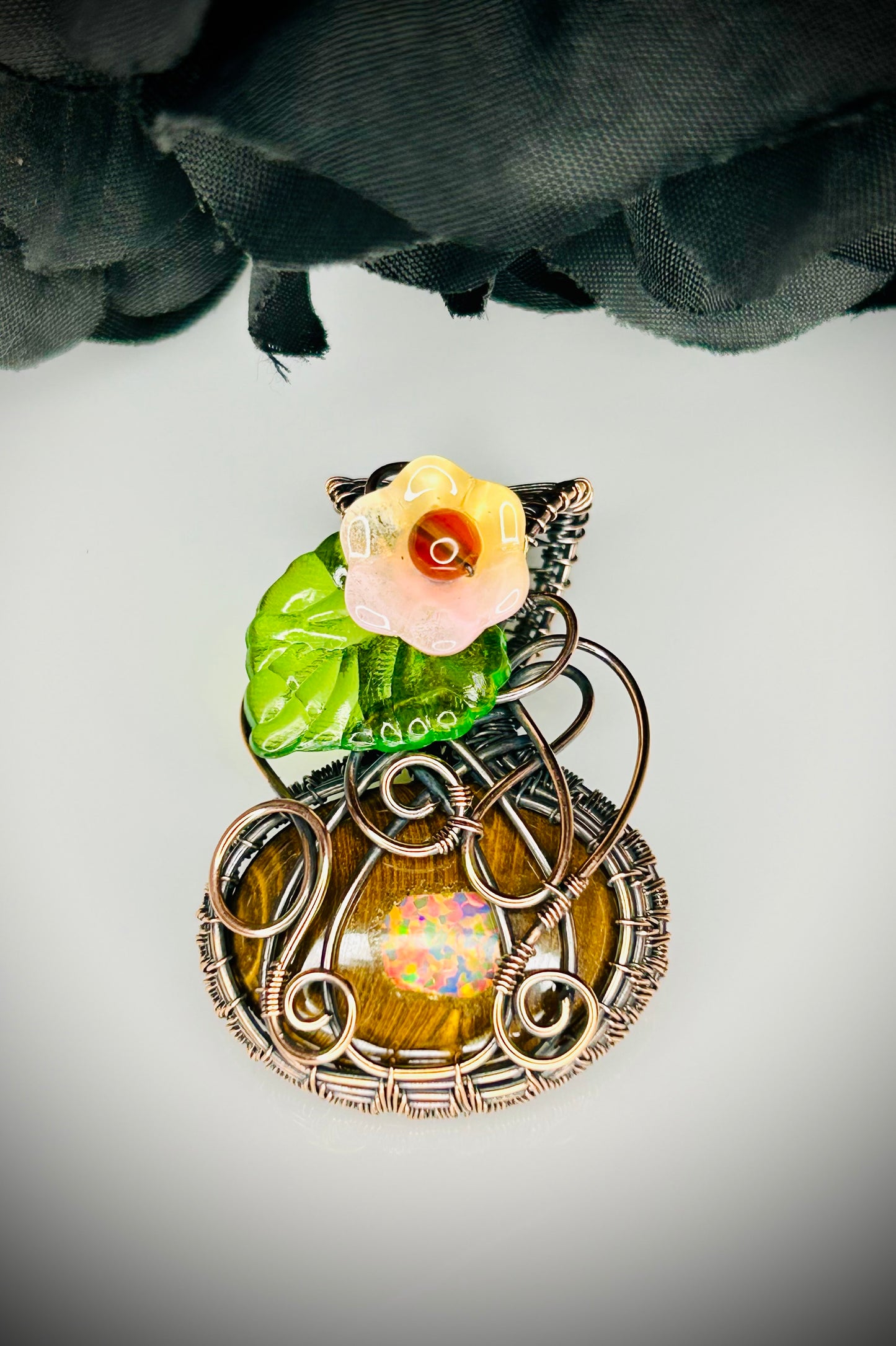 Boulder with Synthetic Opal Inlay Pumpkin