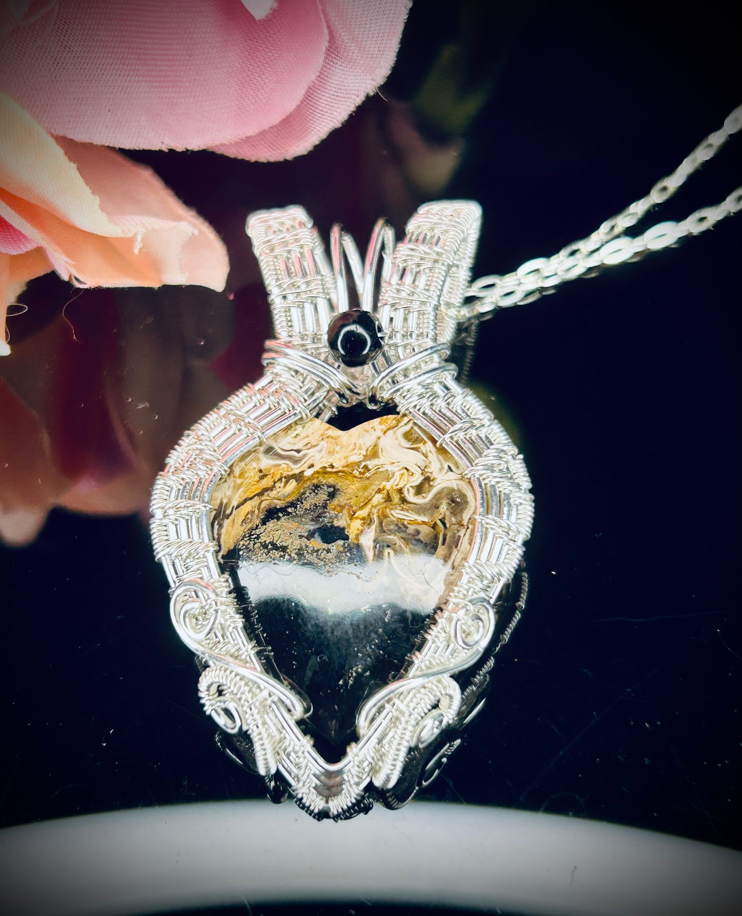 Silver Palm Root Heart Pendant