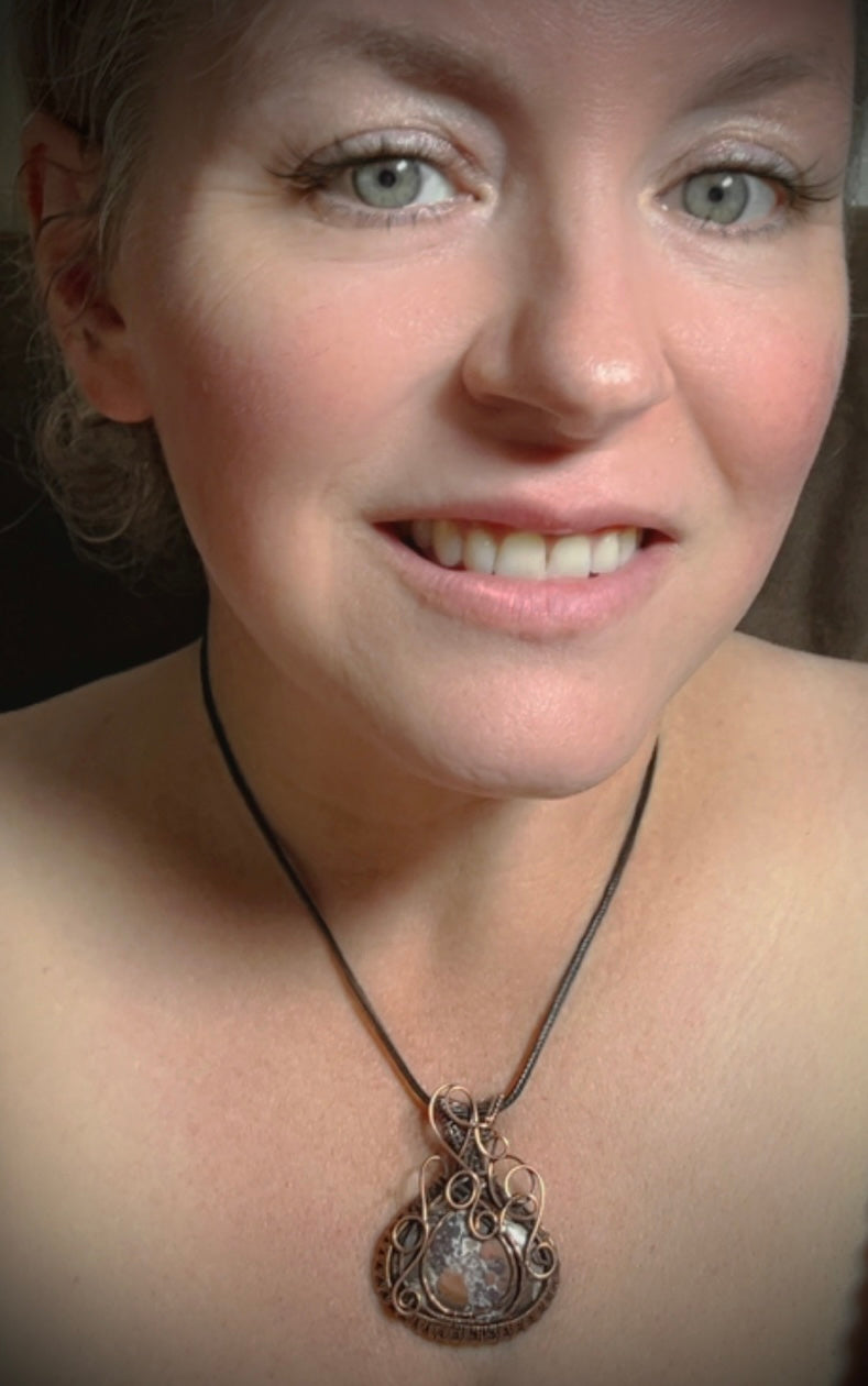 Native Copper Dolomite Pumpkin Pendant
