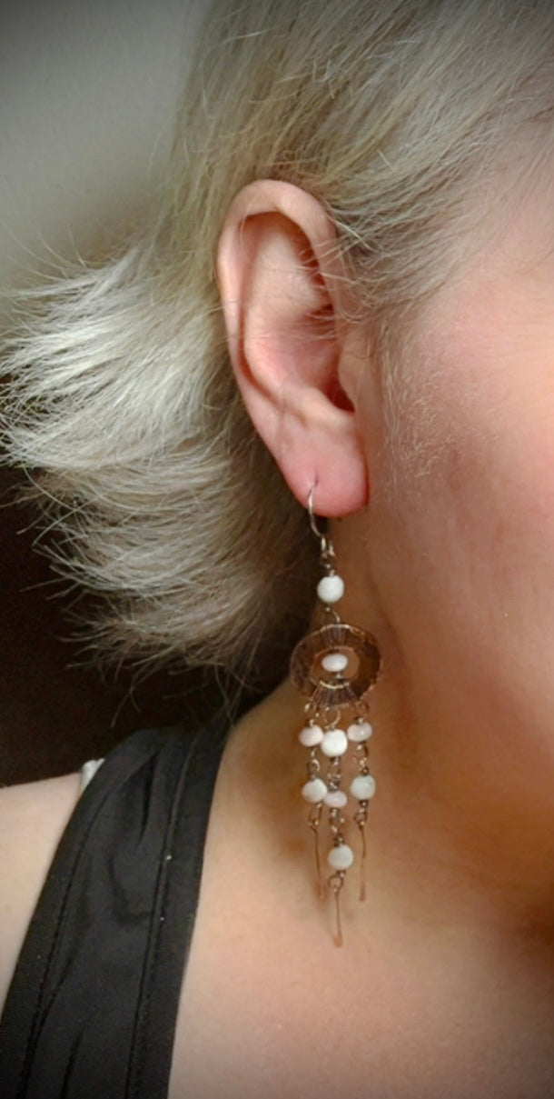 Copper Washer Mother of Pearl Earrings