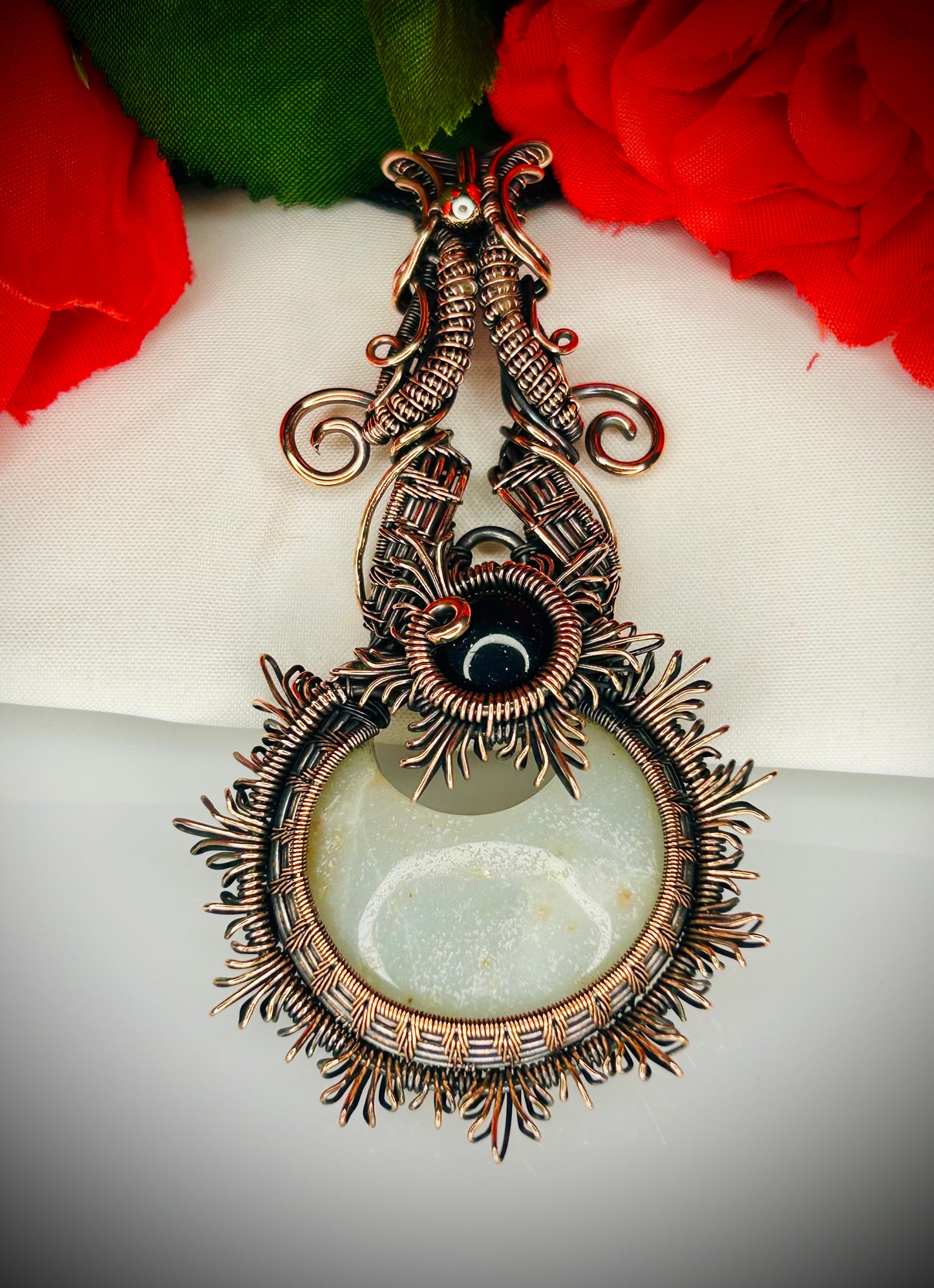 Jadeite & Blue Goldstone Pendant