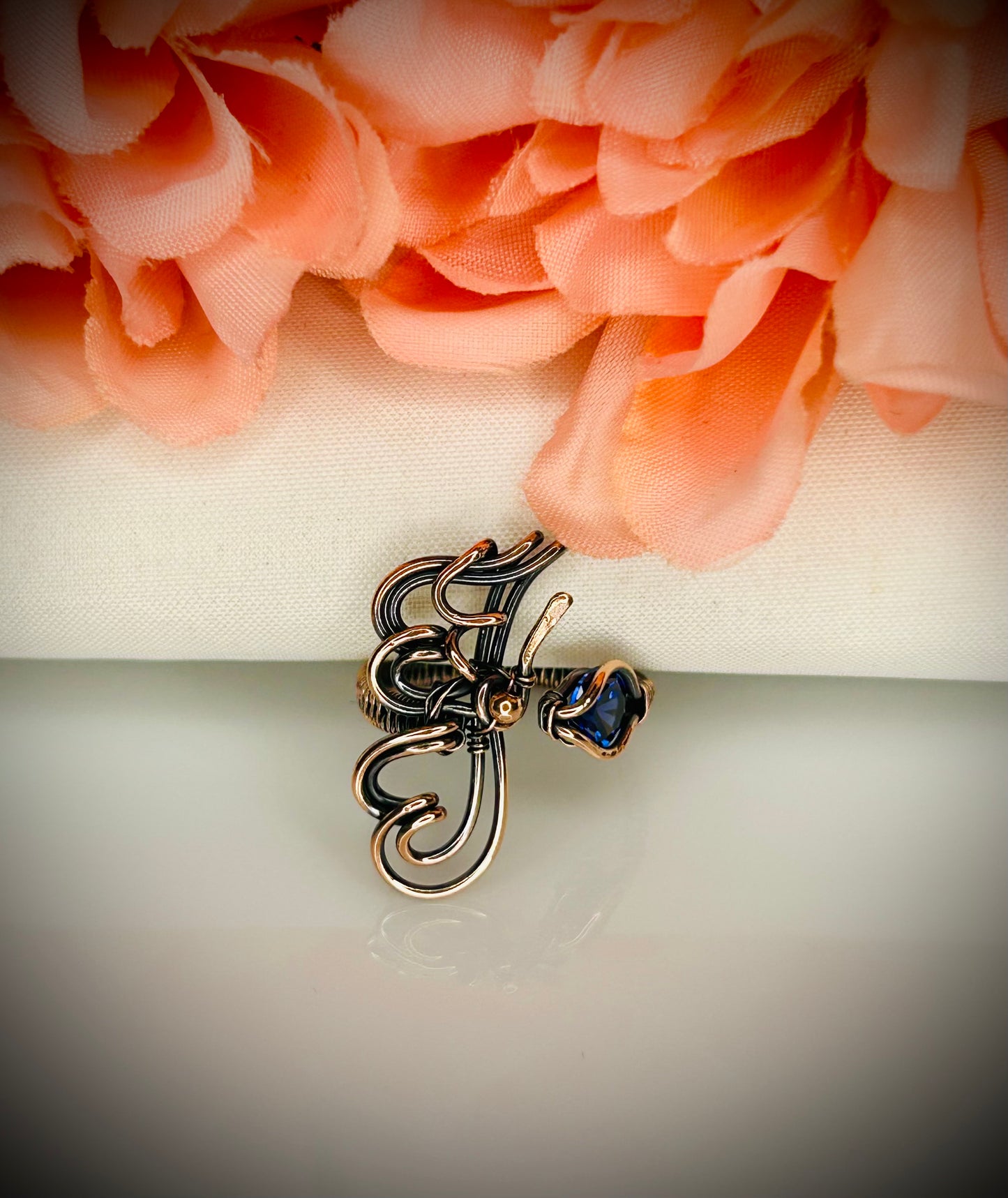 Copper Adjustable Butterfly Ring