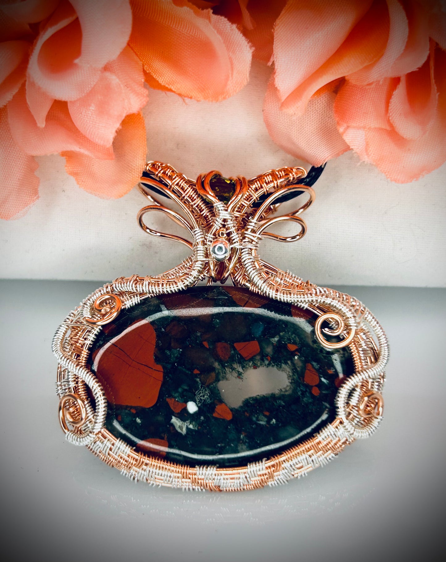 Copper/Silver Bloodstone Pendant