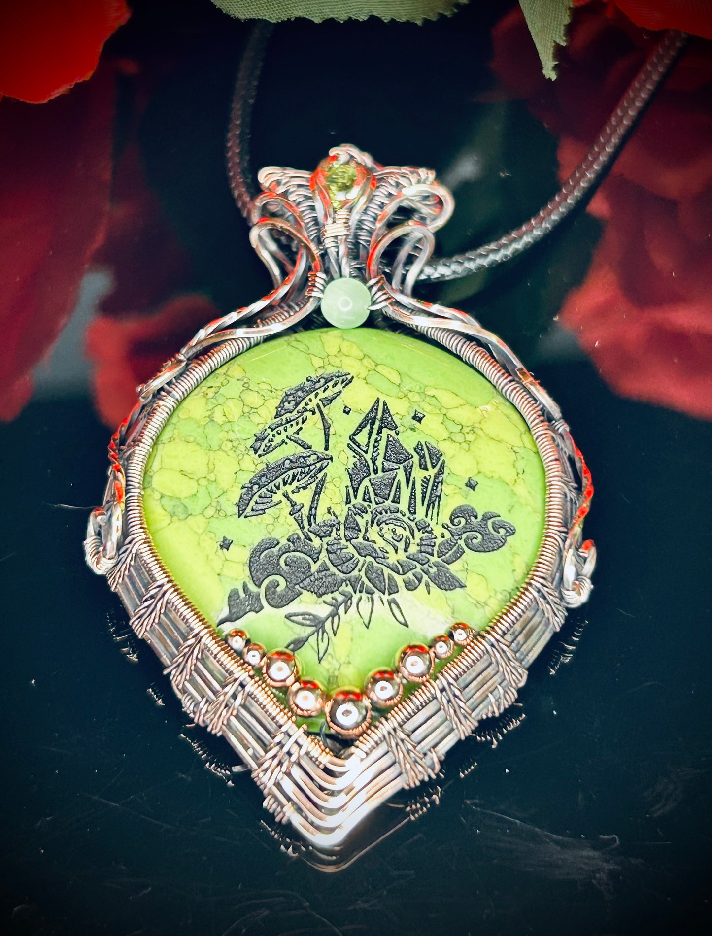 Etched Dyed Howlite Pendant