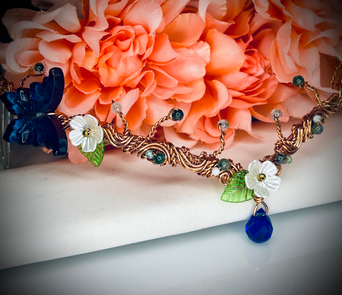 Butterfly and Moonstone Tiara and Earring Set