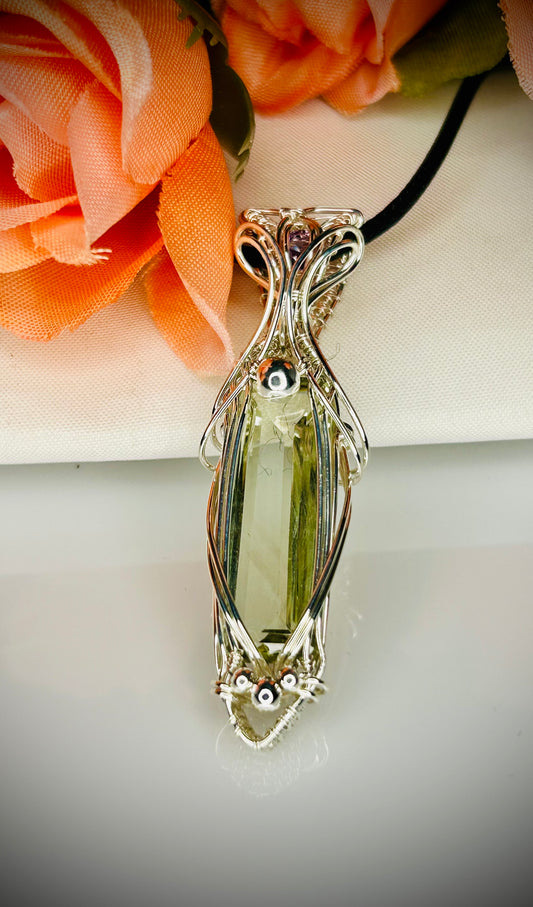 Silver Prasiolite & Alexandrite Pendant