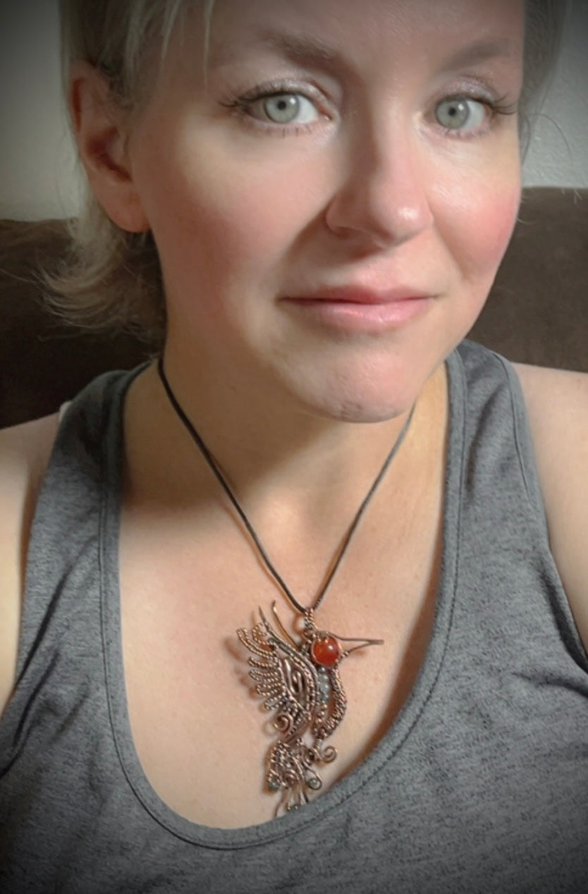 Copper Hummingbird Pendant