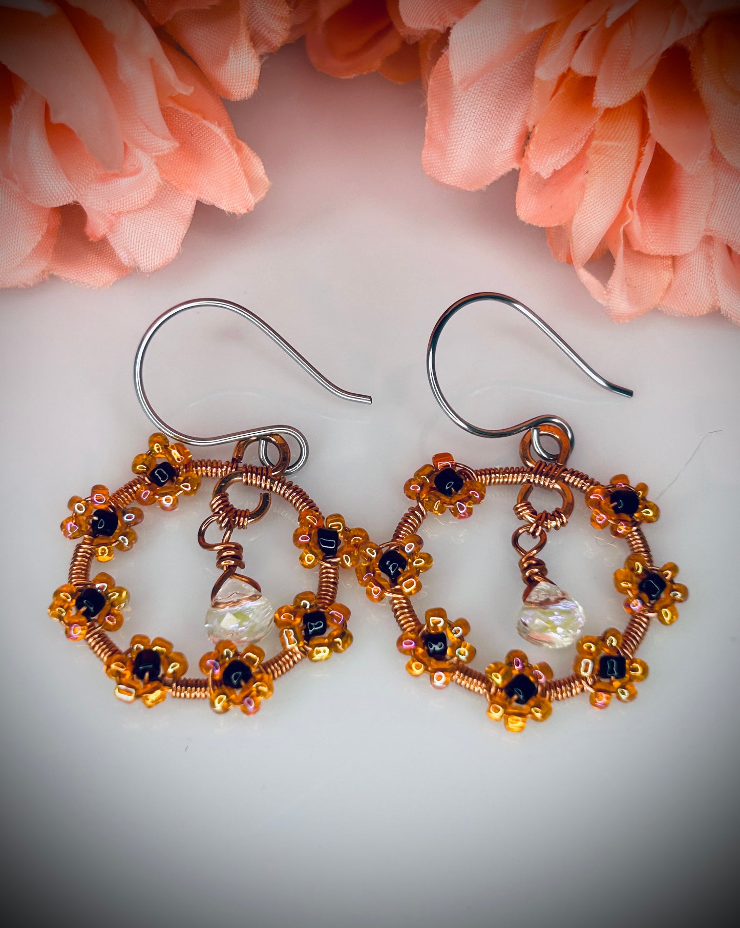 Copper Flower Wreath Earrings