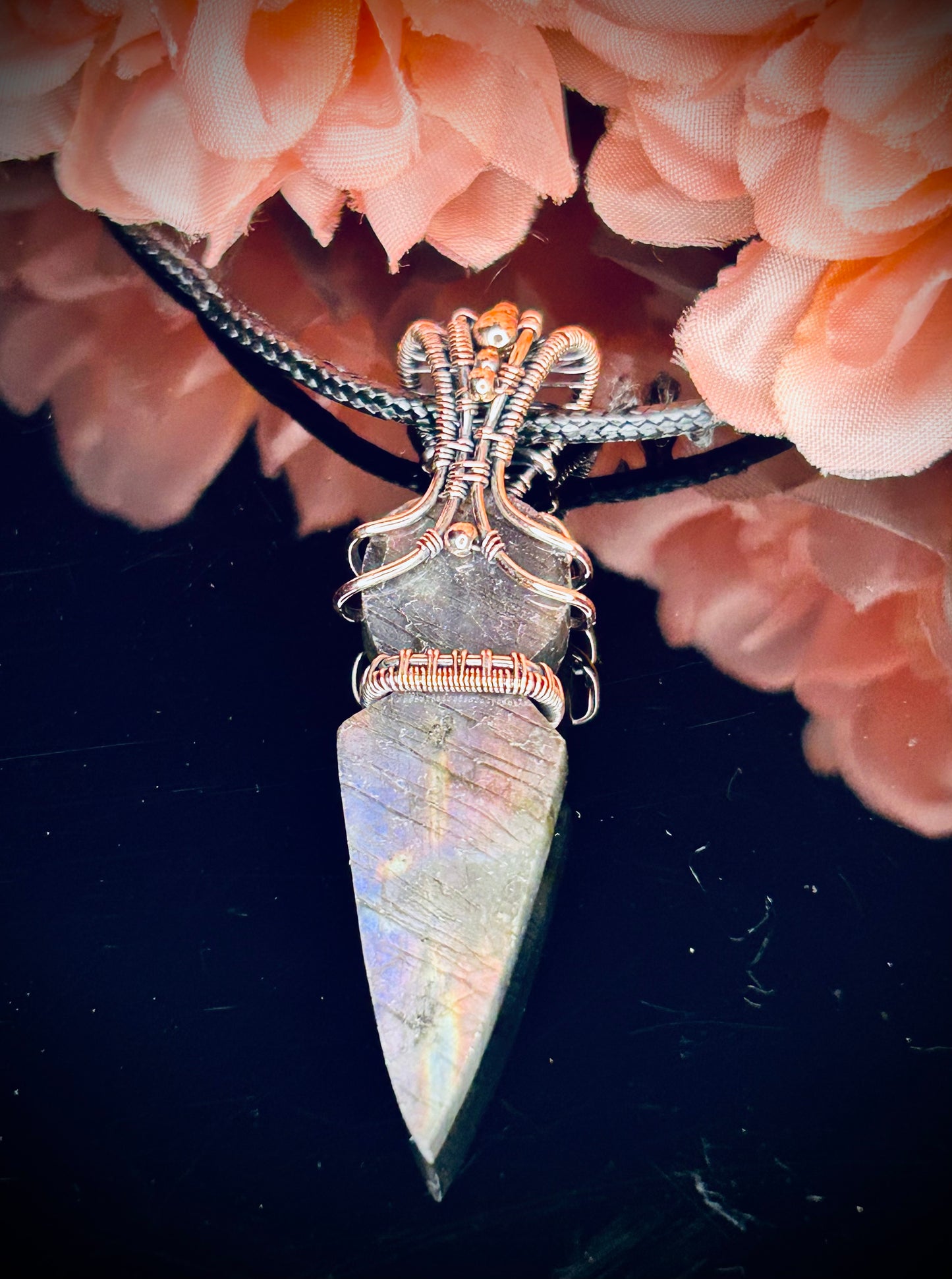 Copper Labradorite Kunai Reversible Pendant