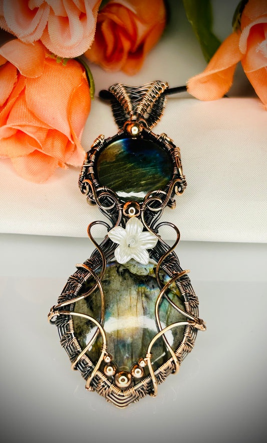 Copper Double Labradorite Pendant
