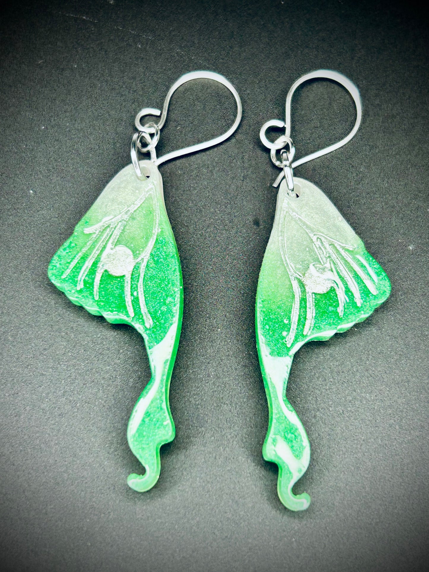 Resin Luna Moth Wing Earrings