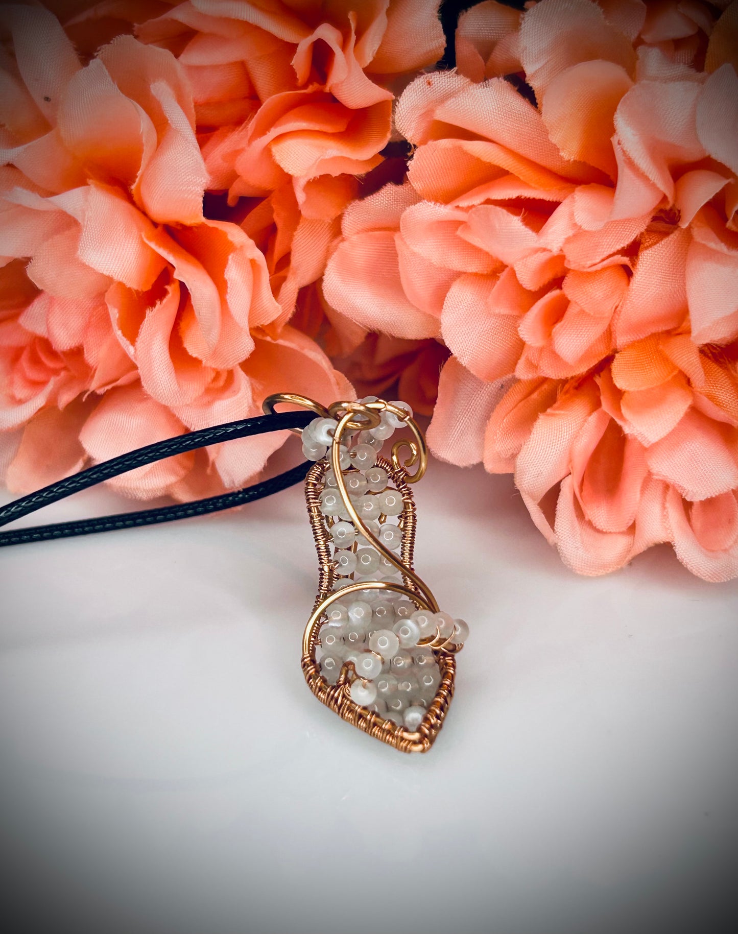 Copper Green Moonstone Shoe Pendant