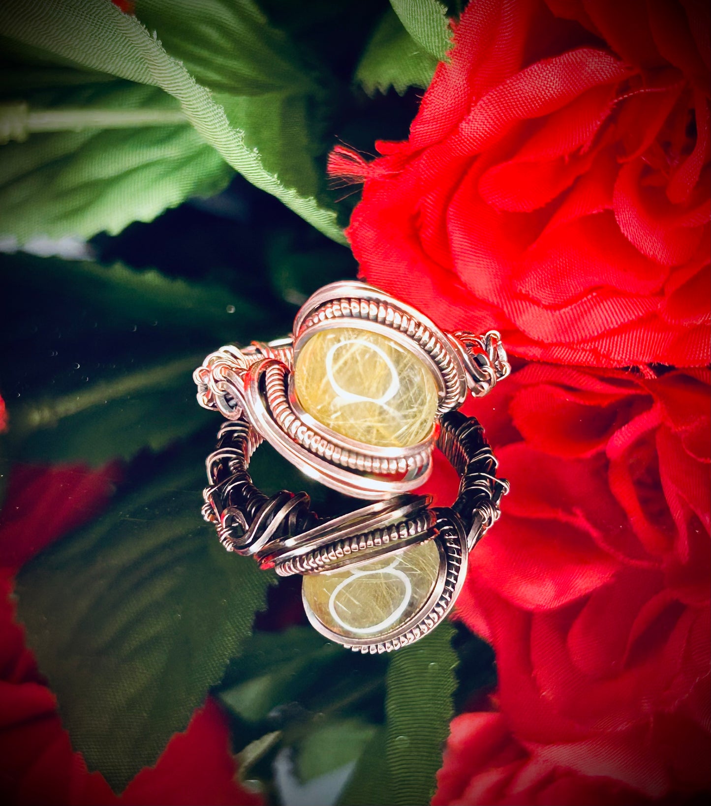 Golden Rutile Quartz Ring Size 9.5