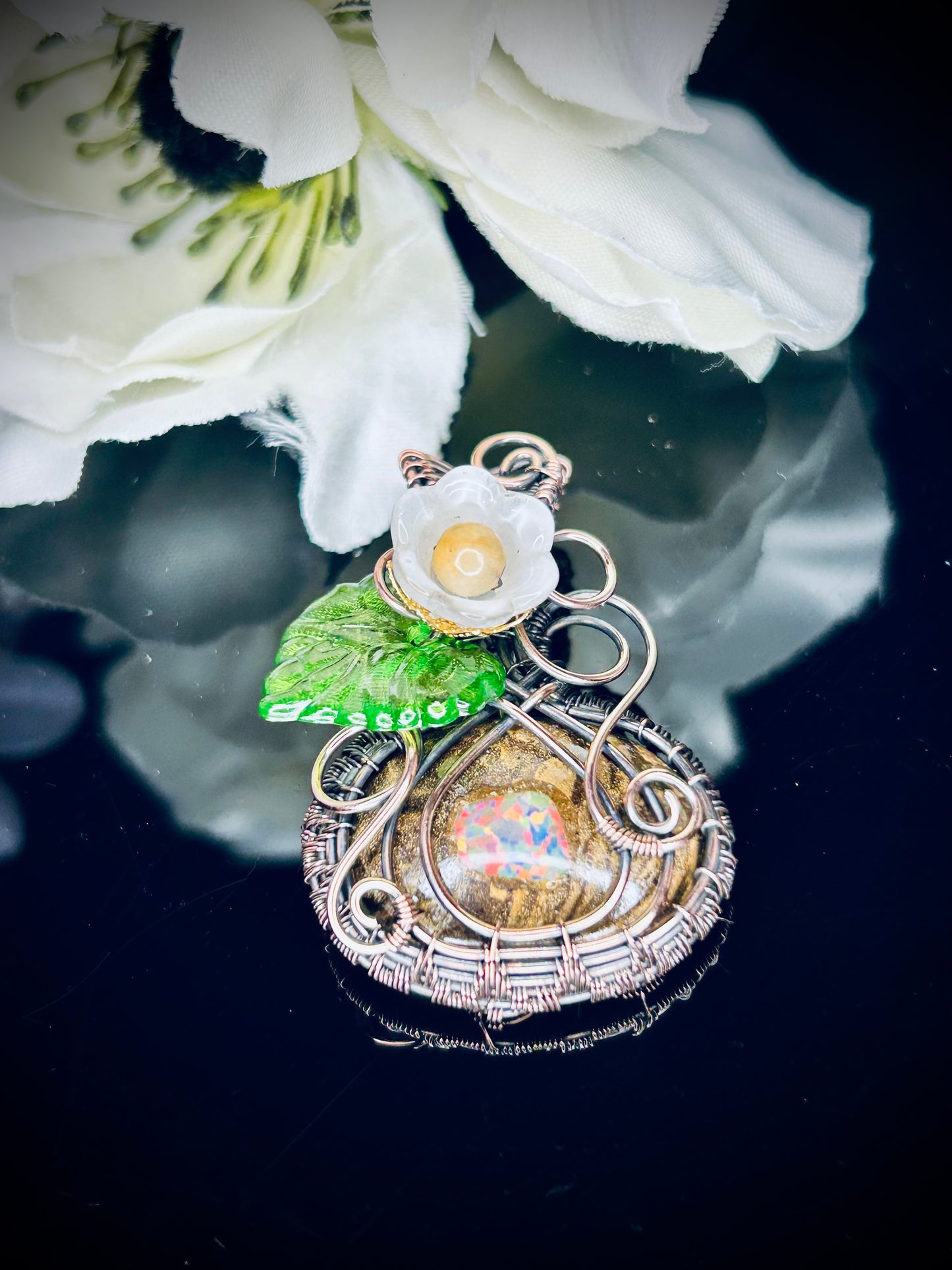 Boulder with Synthetic Opal Inlay Pumpkin
