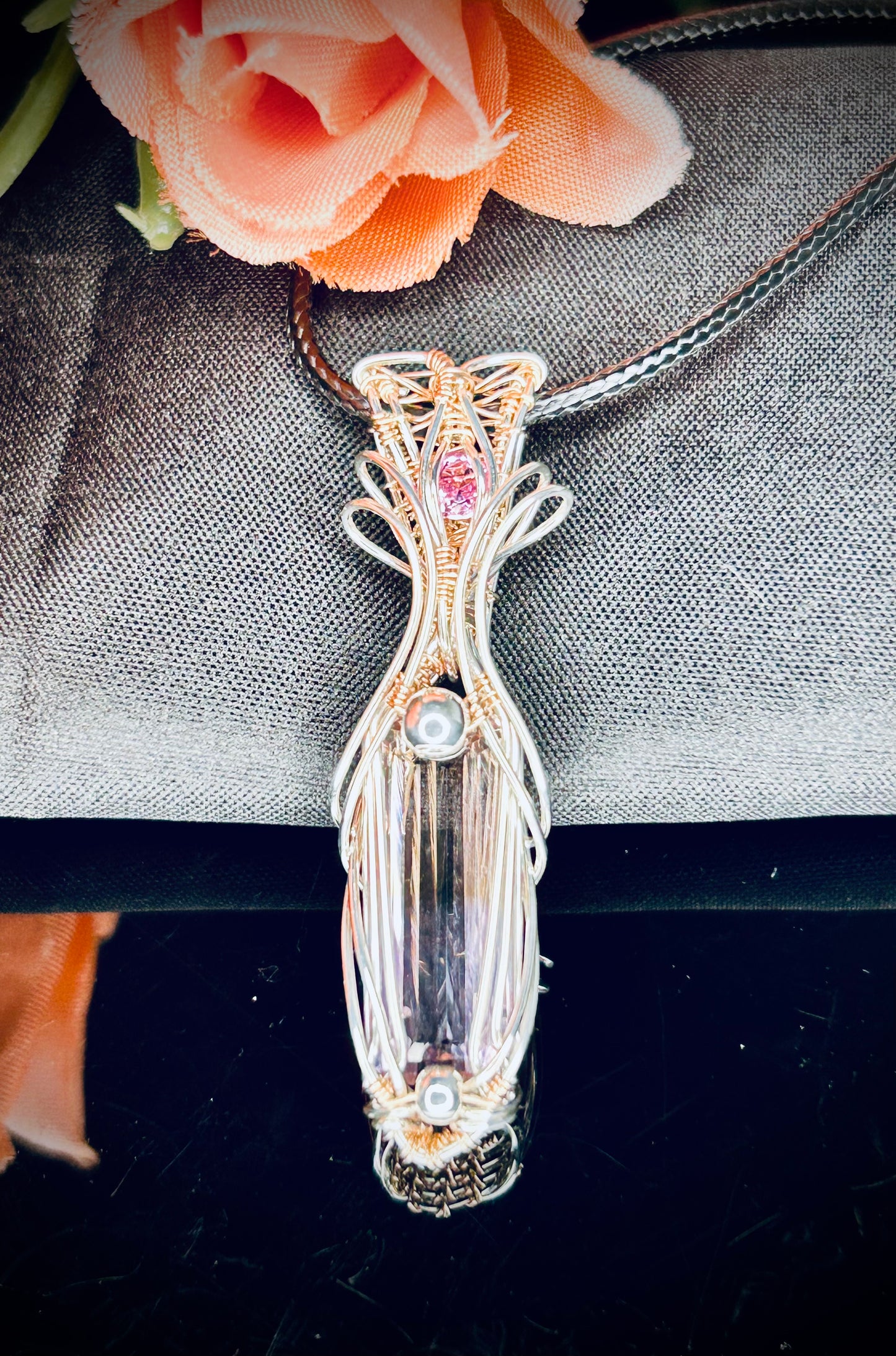 Silver/RG Filled Ametrine & Pink Tourmaline Pendant