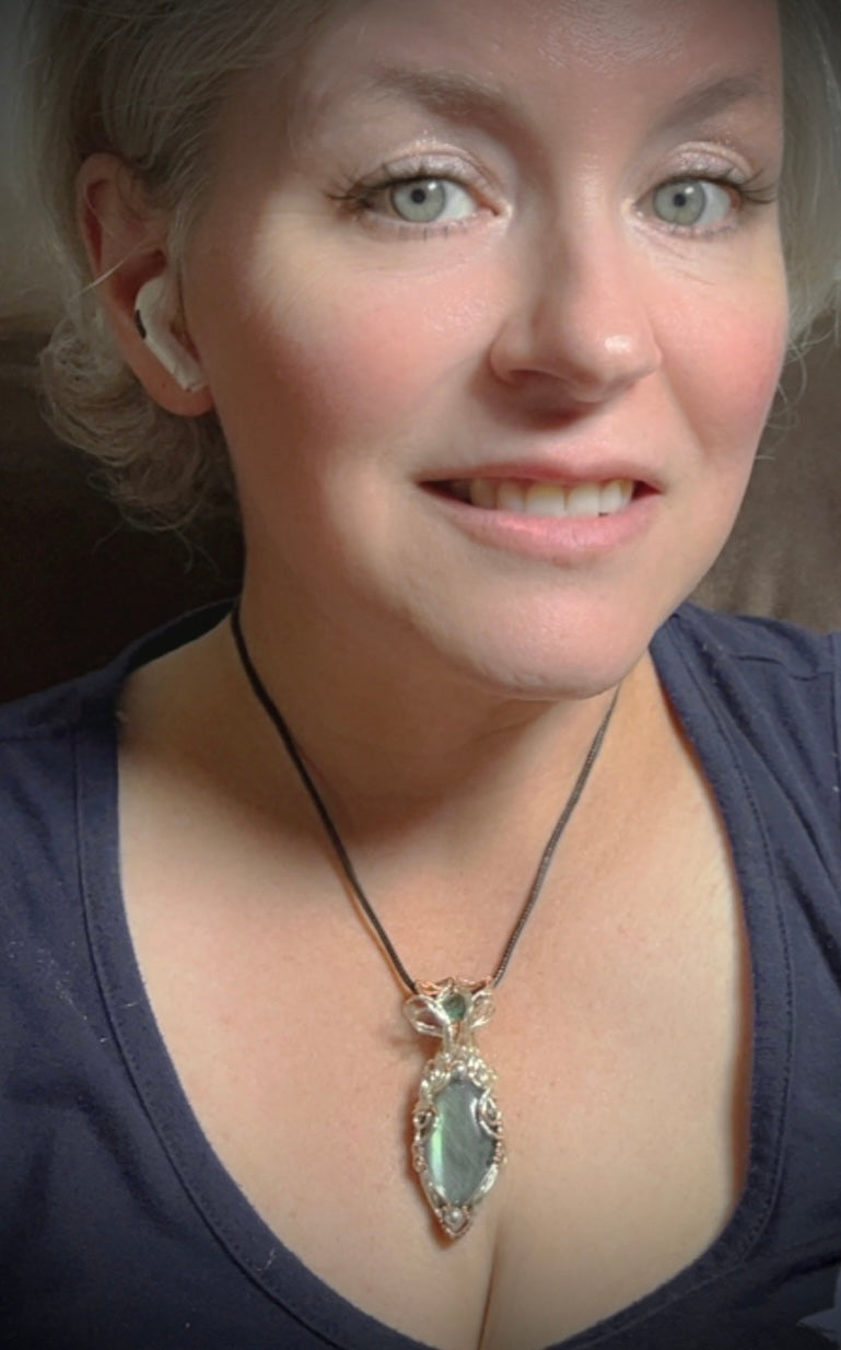Silver Filled/Copper Labradorite & Green Kyanite Pendant